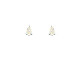 White Created Opal Pearshape Claw Set Stud Earring - Silver