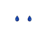 Blue Created Opal Pearshape Rubset Stud Earring - Silver