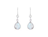 White Created Opal Pearshape Drop Earring - Silver