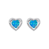 Blue Created Opal Earring - Silver