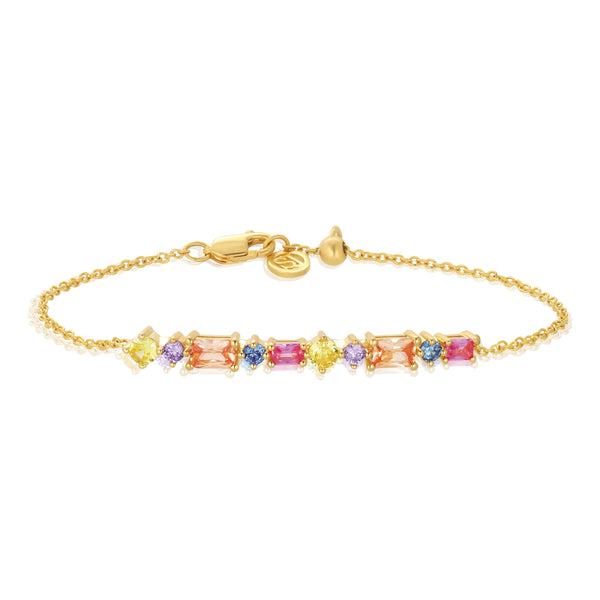 Ivrea Bracelet - 18k Gold Plated, with Multi-coloured Zirconia