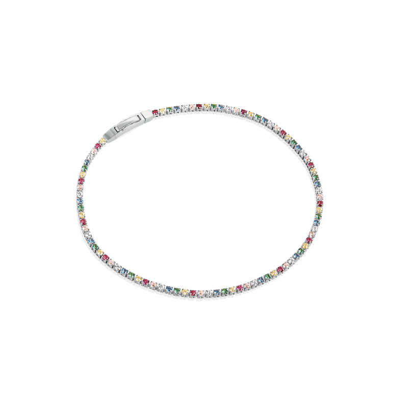 Ellera Bracelet - Sterling Silver, With Multi-Coloured Zirconia