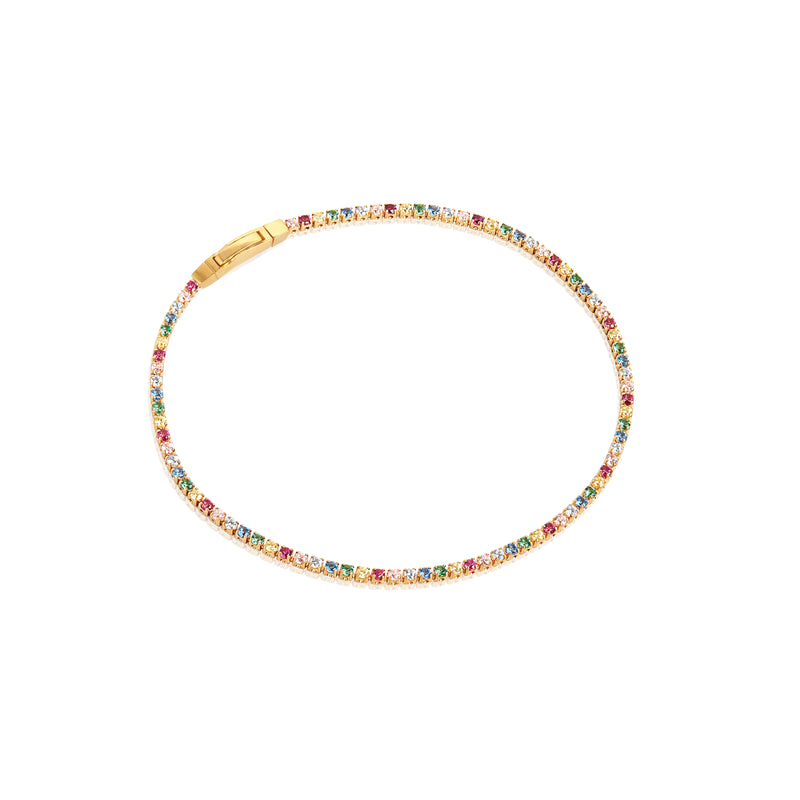 Ellera Bracelet - 18k Gold Plated, With Mutli-Coloured Zirconia