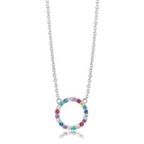 Biella Grande Necklace - Sterling Silver, With Multi-Coloured Zirconia