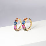 Ellisse Creolo Earrings - 18k Gold Plated, With Multi-Coloured Zirconia