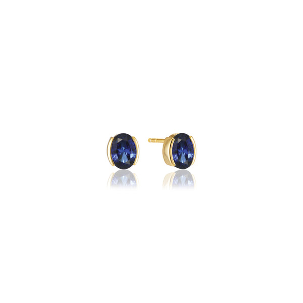 Ellisse Carezza Earrings - 18k Gold Plated, With Blue Zirconia