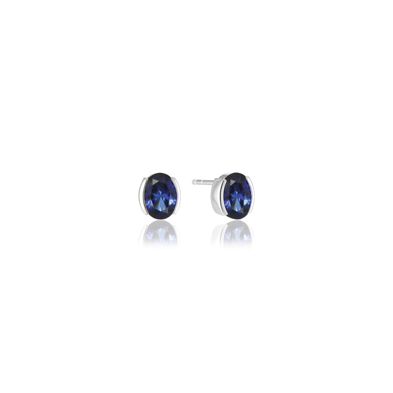 Ellisse Carezza Earrings - Sterling Silver, With Blue Zirconia