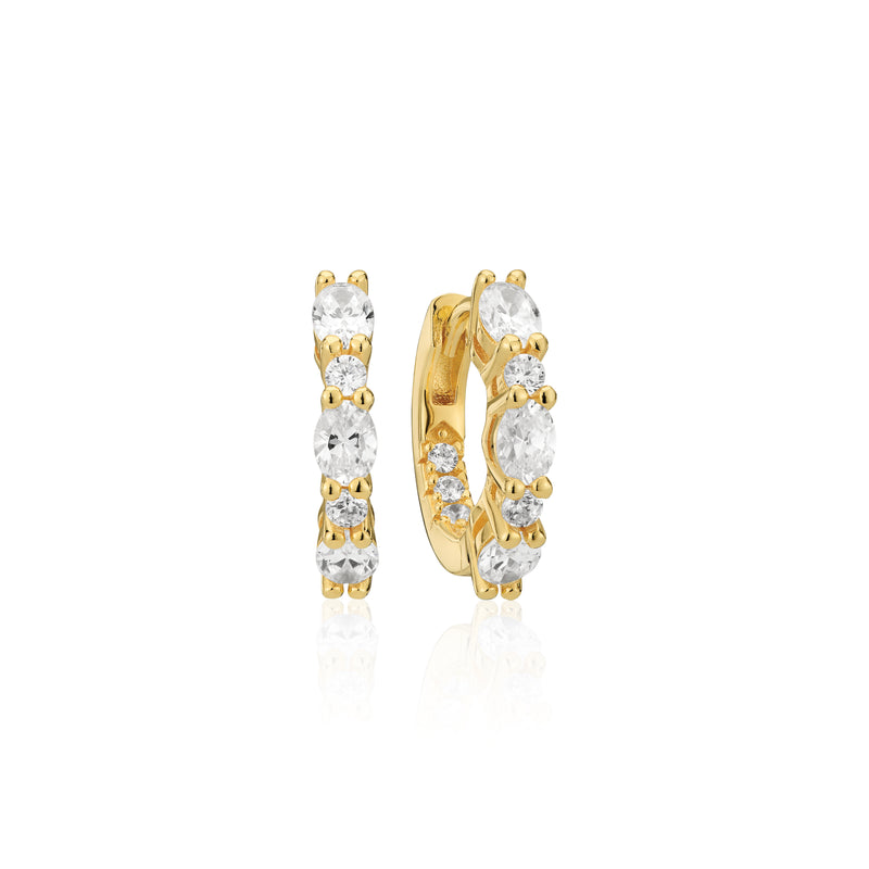 Ellera Ovale Medio Earrings - 18k Gold Plated, With White Zirconia