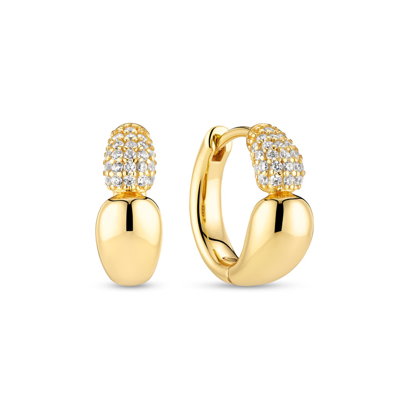 Goccia Creolo Piccolo Earrings - 18k Gold Plated With White Zirconia