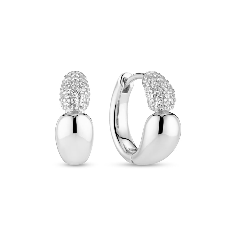 Goccia Creolo Piccolo Earrings - Sterling Silver With White Zirconia