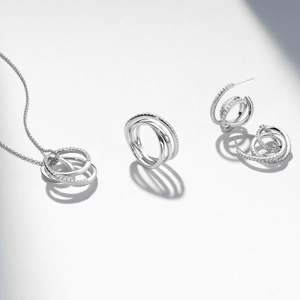 Spirale Piccolo Earrings - Sterling Silver With White Zirconia