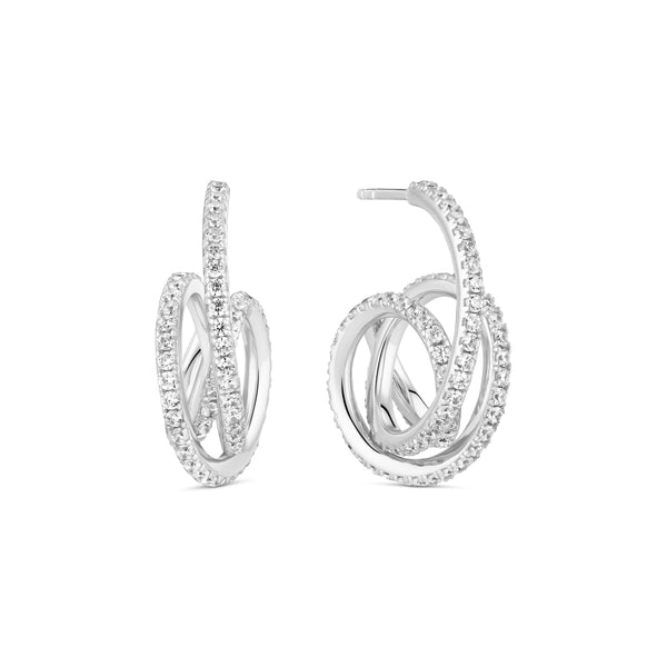 Spirale Piccolo Earrings - Sterling Silver With White Zirconia