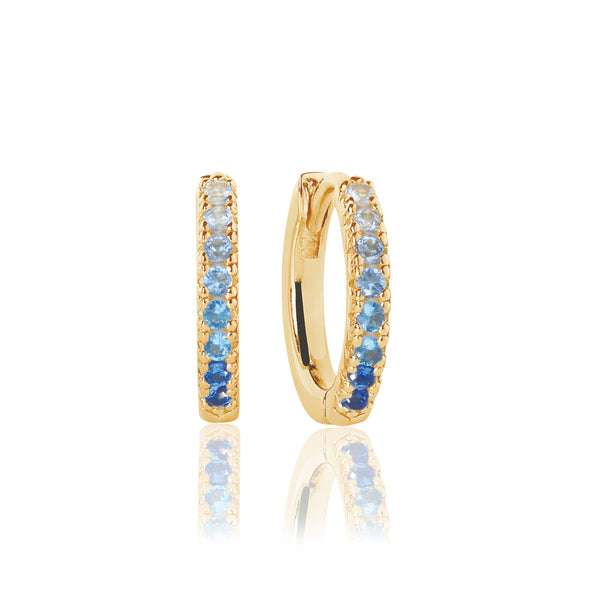 Ellera Medio Earrings - 18k Gold Plated, With Gradient Blue Zirconia