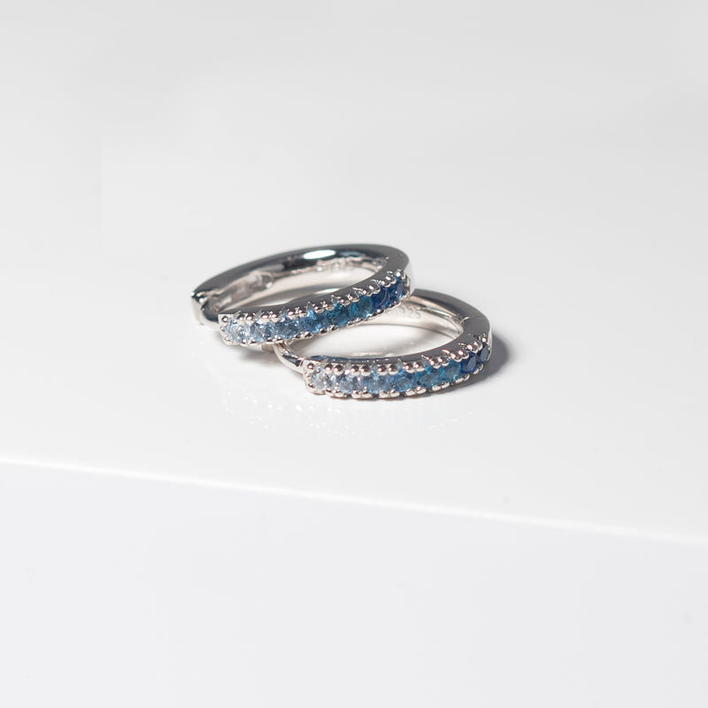 Ellera Medio Earrings - Sterling Silver, With Gradient Blue Zirconia