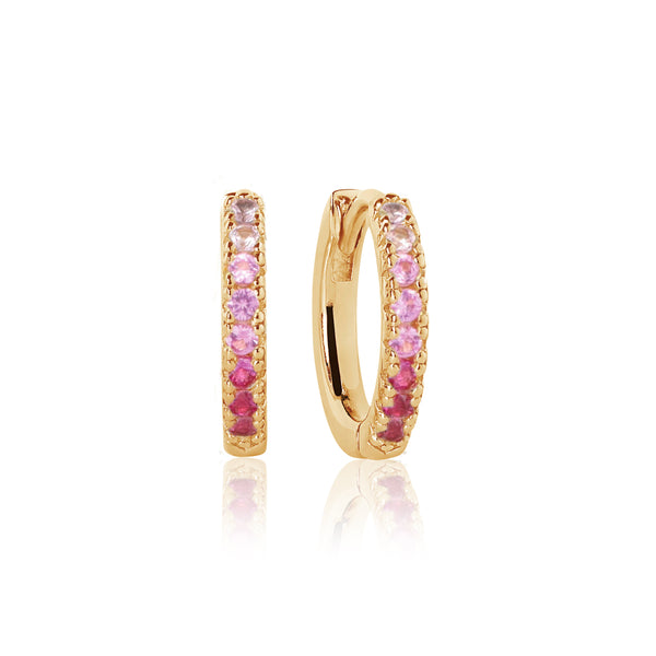 Ellera Medio Earrings - 18k Gold Plated, With Gradient Pink Zirconia