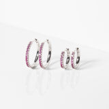 Ellera Medio Earrings - Sterling Silver, With Pink Zirconia