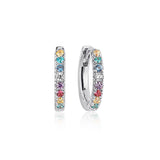 Ellera Medio Earrings - Sterling Silver, With Multi-Coloured Zirconia