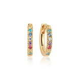 Ellera Medio Earrings - 18k Gold Plated, With Multi-Coloured Zirconia