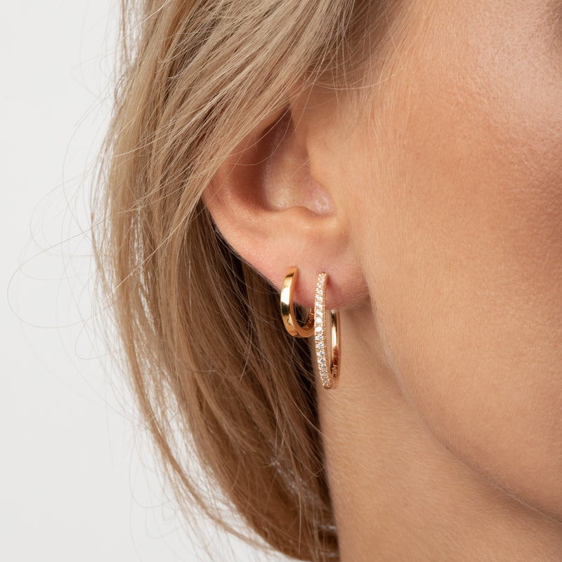 Ellera Grande Earrings - 18k Gold Plated, With White Zirconia