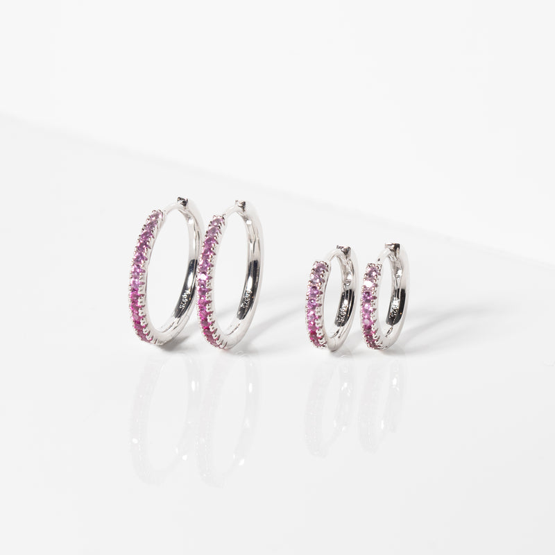 Ellera Grande Earrings - Sterling Silver, With Pink Zirconia