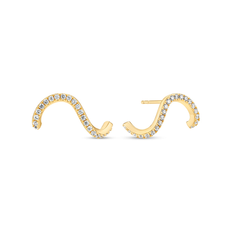 Ellera Waves Earrings - 18k Gold With White Zirconia