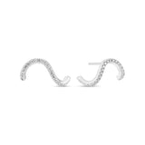 Ellera Waves Earrings - Sterling Silver With White Zirconia