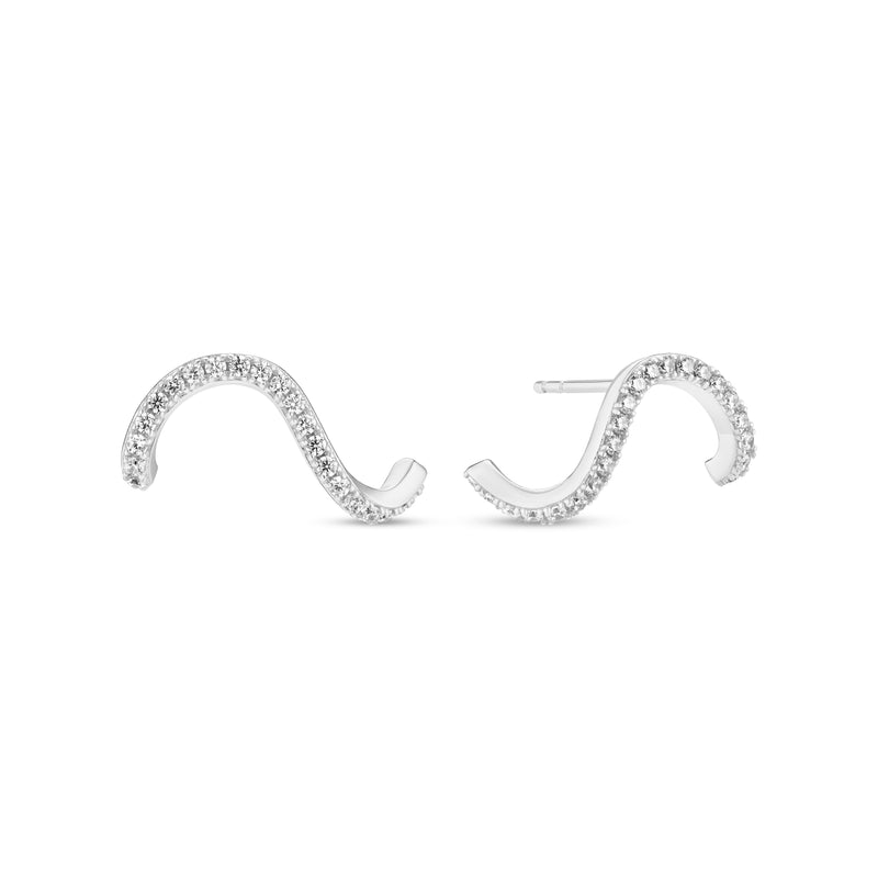 Ellera Waves Earrings - Sterling Silver With White Zirconia