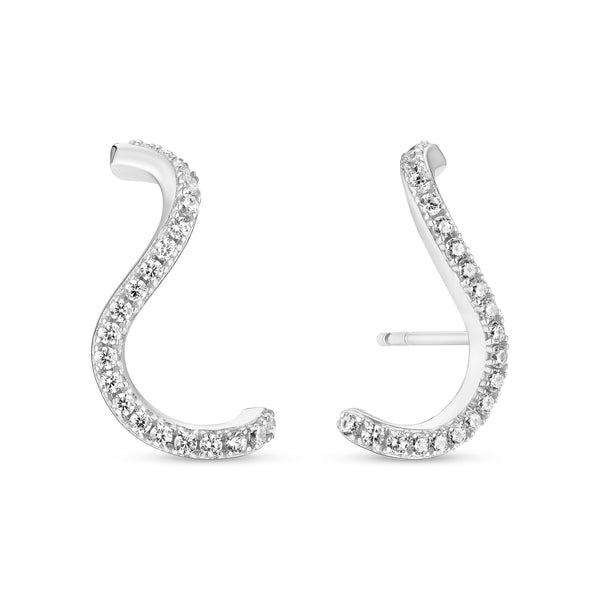 Ellera Waves Earrings - Sterling Silver With White Zirconia