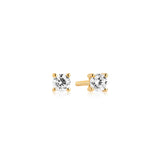 Princess Piccolo Earrings - 18k Gold Plated, With White Zirconia