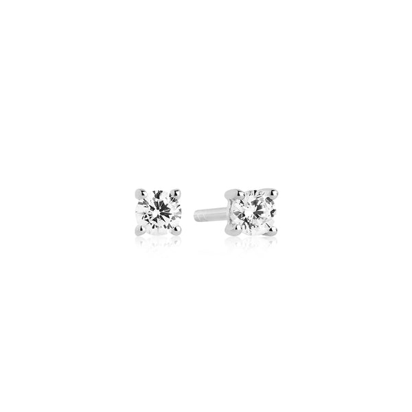 Princess Piccolo Earrings - Sterling Silver, With White Zirconia