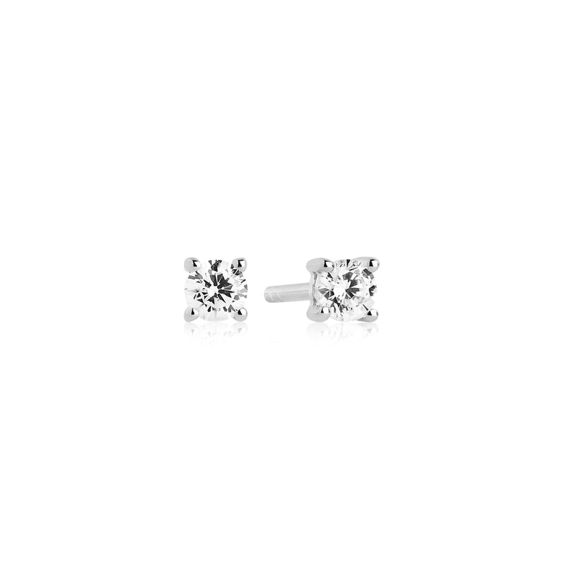 Princess Piccolo Earrings - Sterling Silver, With White Zirconia