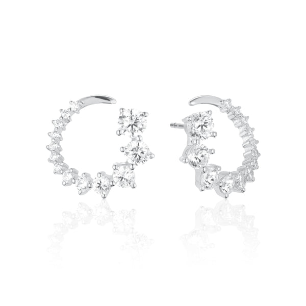 Belluno Circolo Earrings - Sterling Silver, With White Zirconia