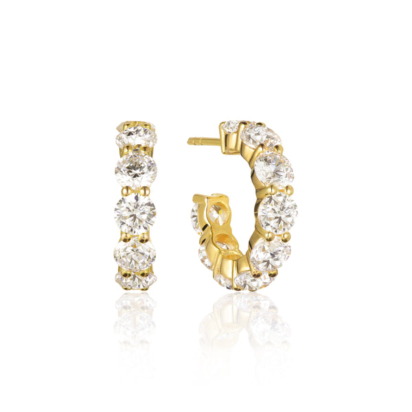 Belluno Creolo Earrings - 18k Gold Plated, With White Zirconia