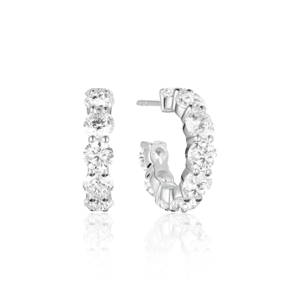 Belluno Creolo Earrings - Sterling Silver, With White Zirconia