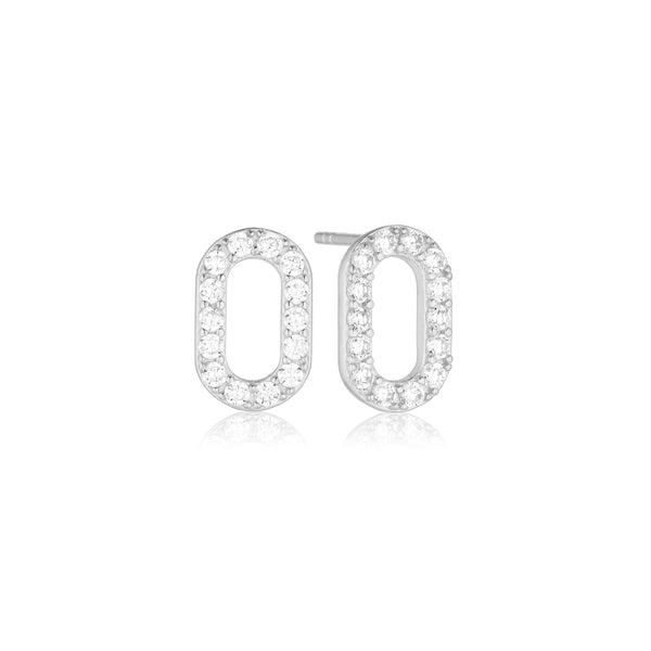 Capizzi Oval Earrings - Sterling Silver, With White Zirconia