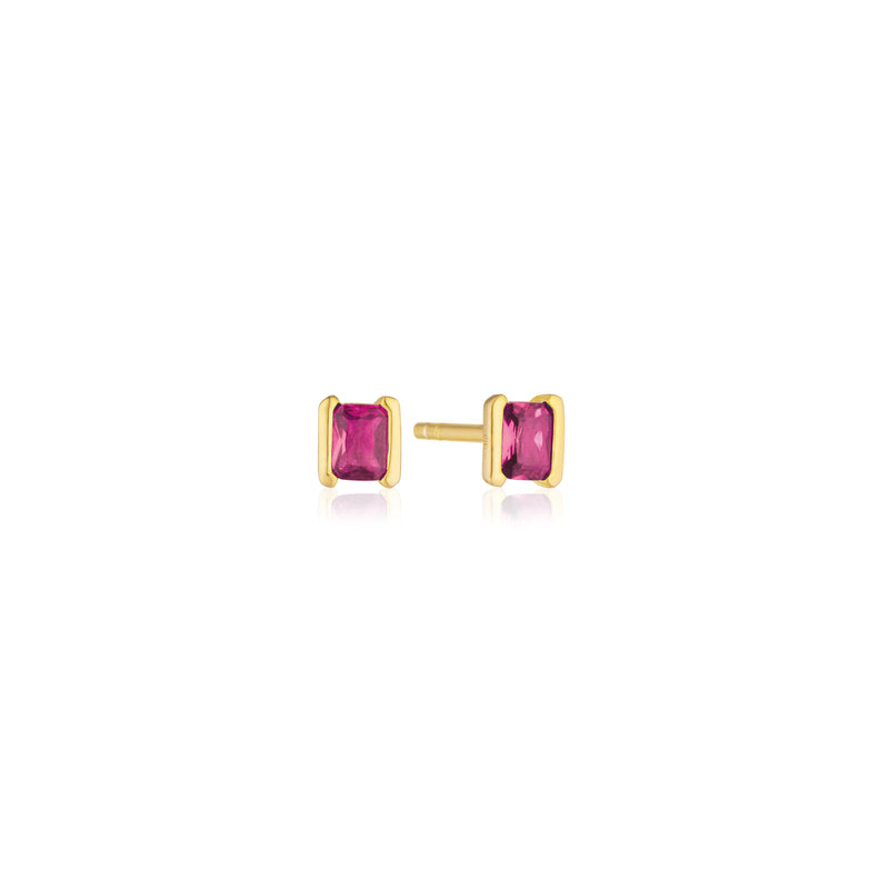 Roccanova Piccolo Earrings - 18k Gold Plated, With Pink Zirconia