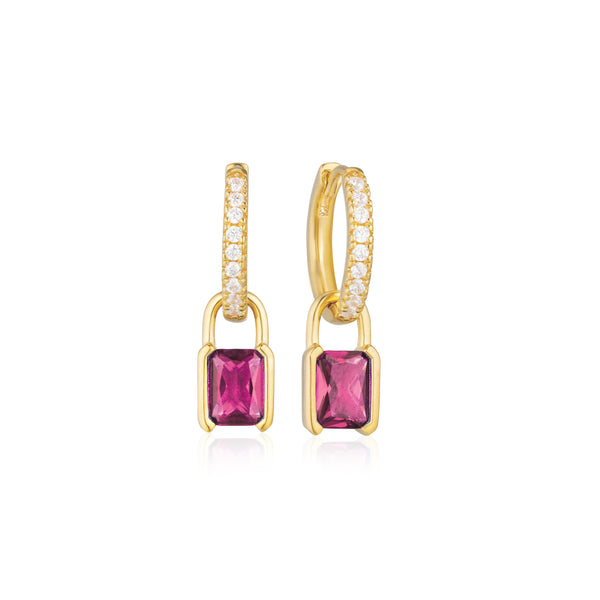 Roccanova Earrings - 18k Gold Plated, With Pink Zirconia