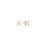 Ellera Quadrato Earrings - 18k Gold Plated, With White Zirconia