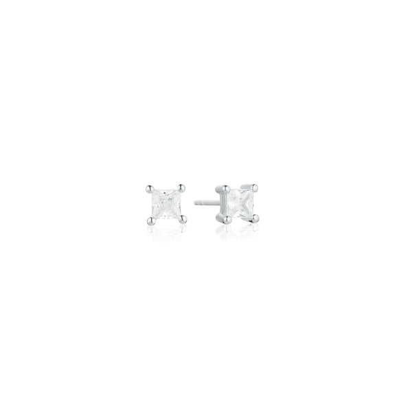 Ellera Quadrato Earrings - Sterling Silver, With White Zirconia