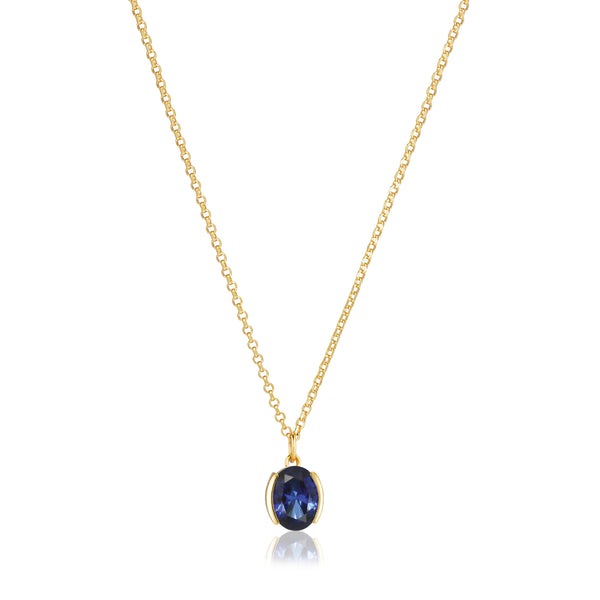 Ellisse Carezza Necklace - 18k Gold Plated, With Blue Zirconia