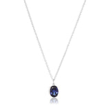 Ellisse Carezza Necklace - Sterling Silver, With Blue Zirconia