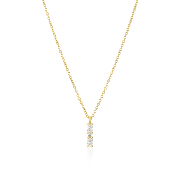 Ellera Ovale Piccolo Necklace - 18k Gold Plated, With White Zirconia