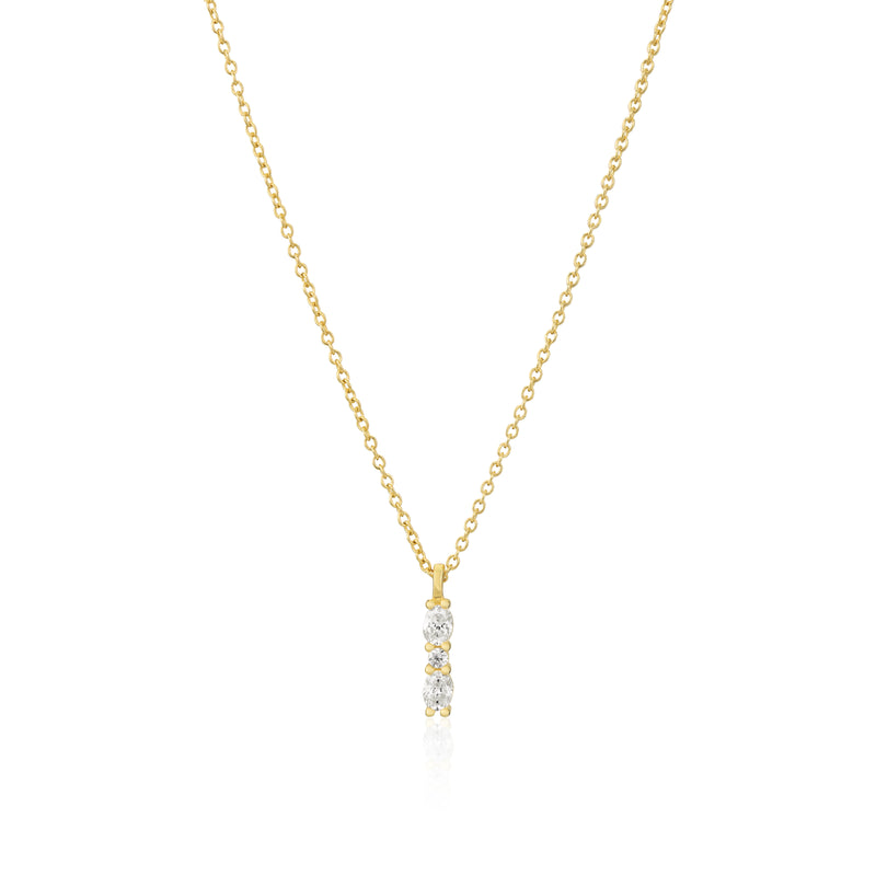 Ellera Ovale Piccolo Necklace - 18k Gold Plated, With White Zirconia