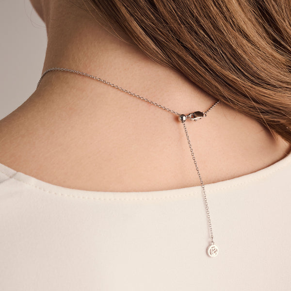 Ellera Ovale Piccolo Necklace -  Sterling Silver, With White Zirconia