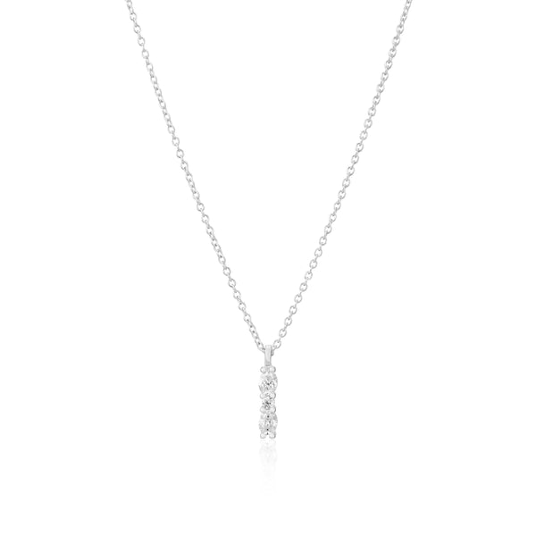 Ellera Ovale Piccolo Necklace -  Sterling Silver, With White Zirconia