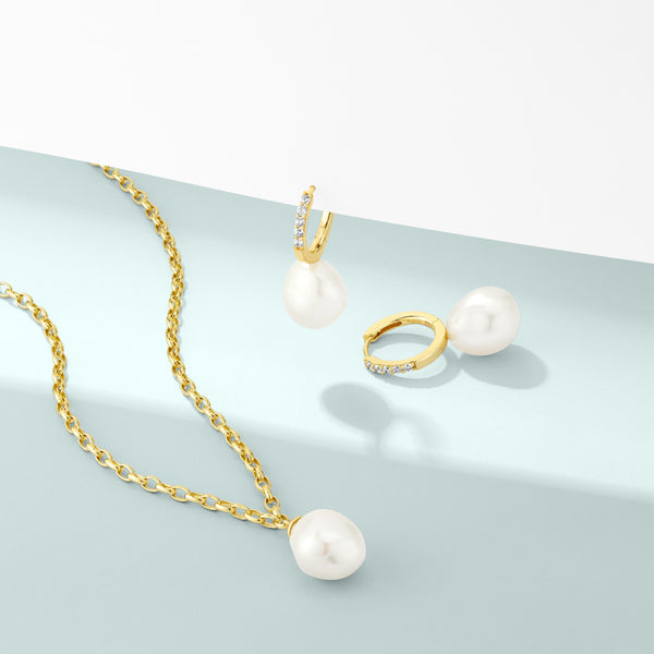 Padua Uno Necklace - 18K Gold Plated, With Freshwater Pearls