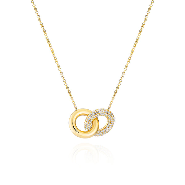 Carrara Due Piccolo Necklace - 18k Gold Plated Sterling Silver With White Zirconia