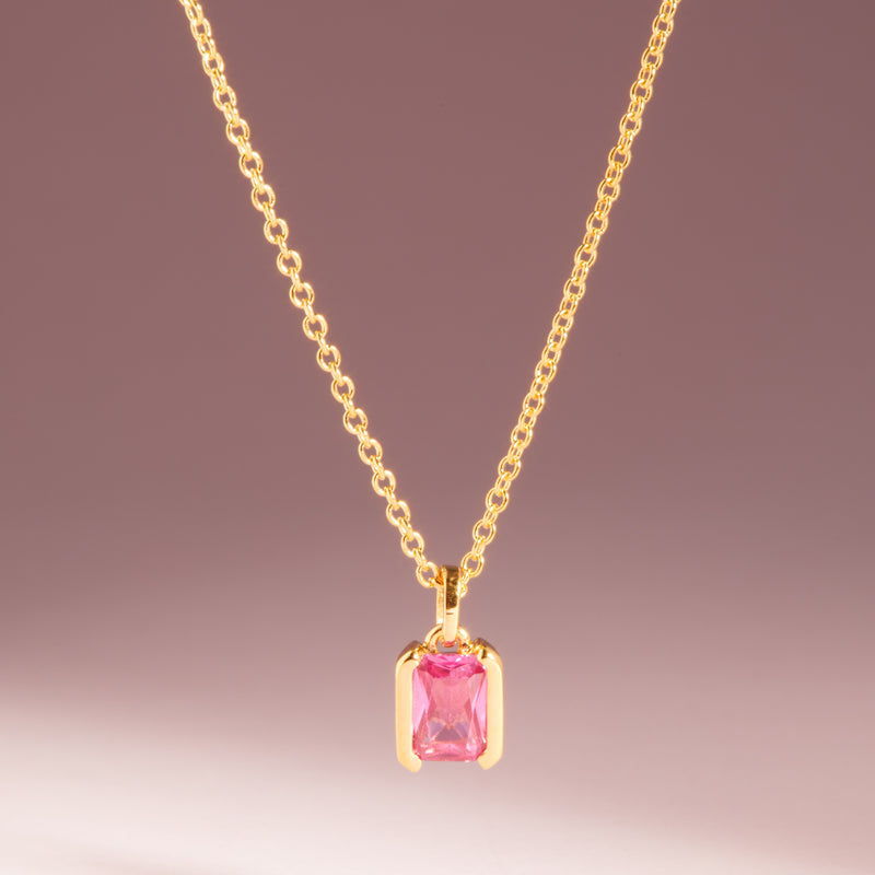 Roccanova Piccolo Necklace - 18k Gold Plated, With Pink Zirconia