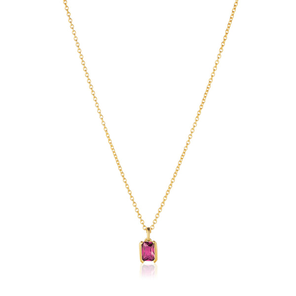 Roccanova Piccolo Necklace - 18k Gold Plated, With Pink Zirconia