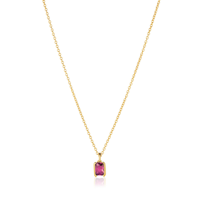 Roccanova Piccolo Necklace - 18k Gold Plated, With Pink Zirconia